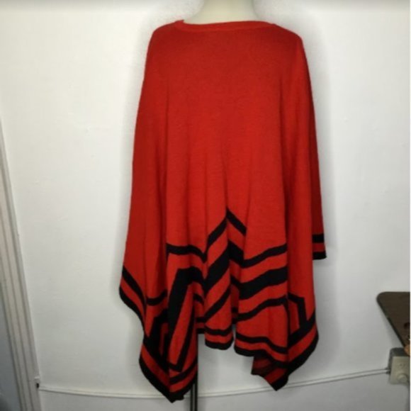 Colette Mordo Poncho Shawl Red/Black Wool Blend One Size Plus Limited Edition - Picture 4 of 12